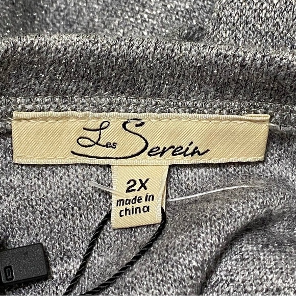 Les Serein Metallic Gray Puff Sleeve Sweater Top 2X NWT - Picture 6 of 9